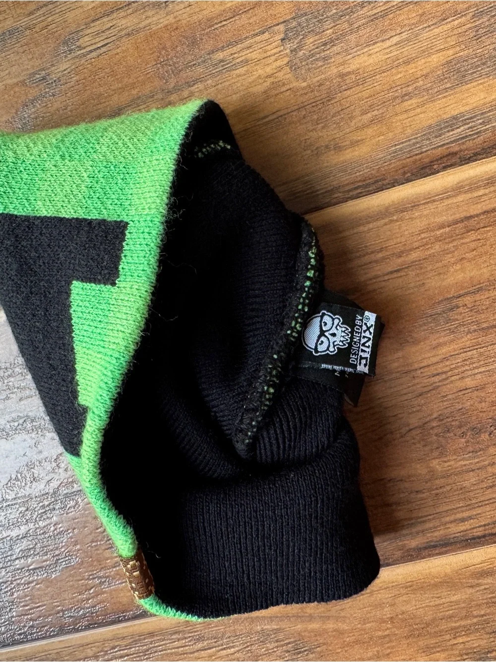 Kids Green Pixel Creeper Beanie Hat